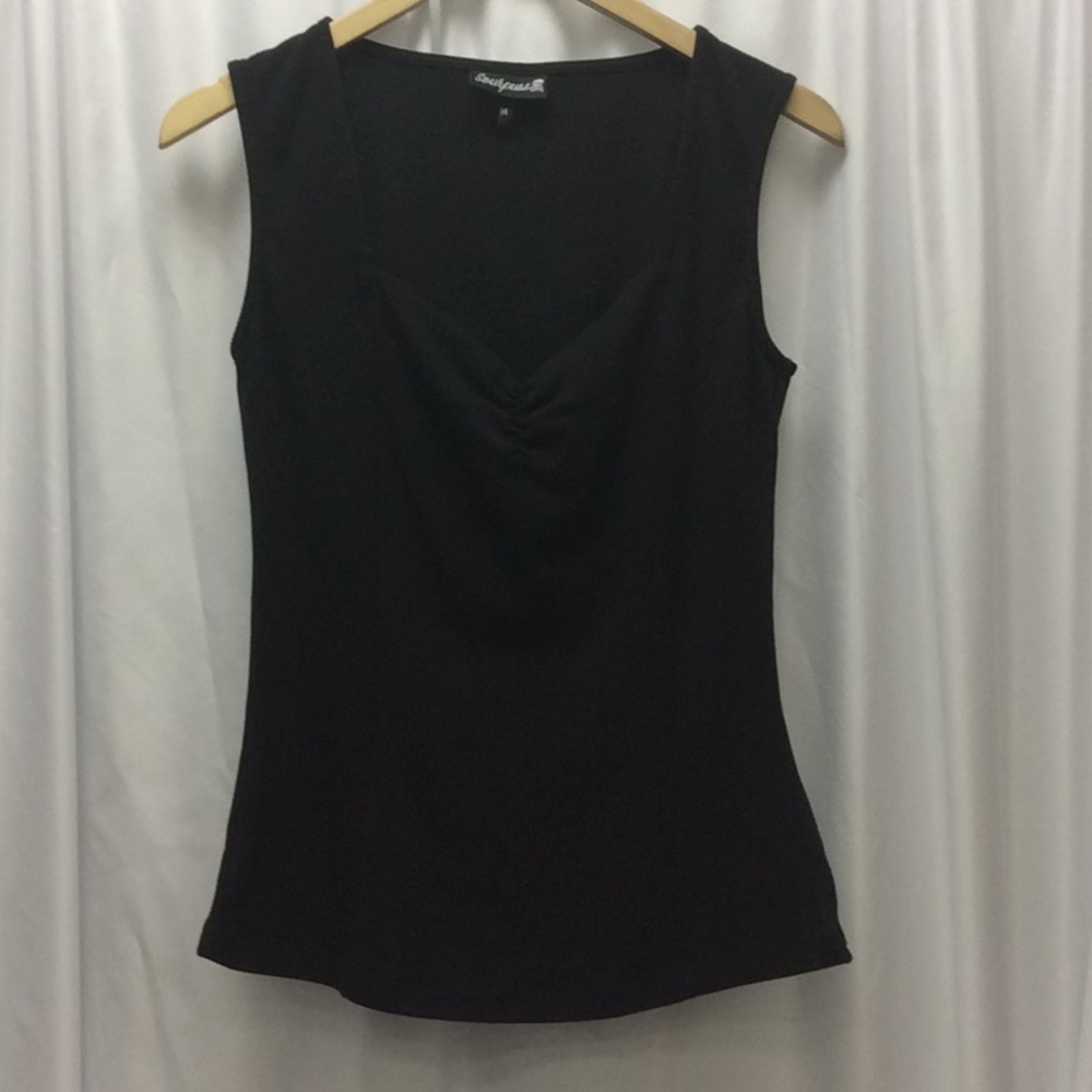 Black Sourpuss Sleeveless Top with Runched Chest
